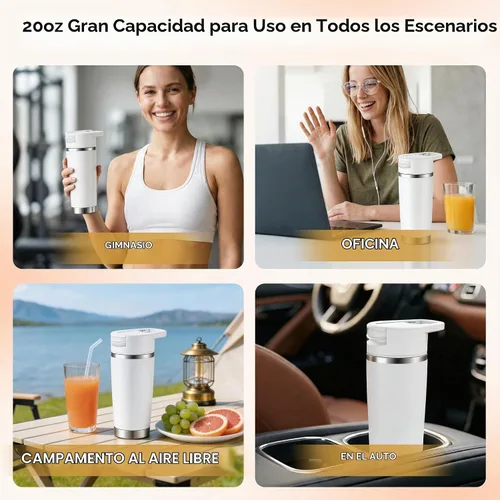 Vista 8 de Licuadora portátil con vaso aislado al vacío, licuadora personal recargable inalámbrica de 20 onzas, botella de mezcla de acero inoxidable de 120 W