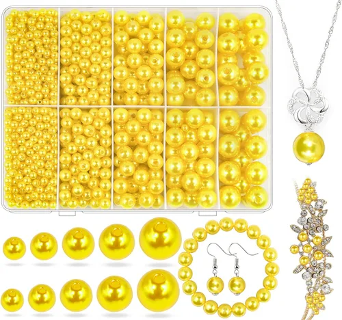 Vista 48 de Perlas de Perla Negra para Hacer Joyas, 1750 piezas de Perla Negra para Manualidades con Agujero de 4 mm 6 mm 8 mm 10 mm 12 mm Perla Espaciadora