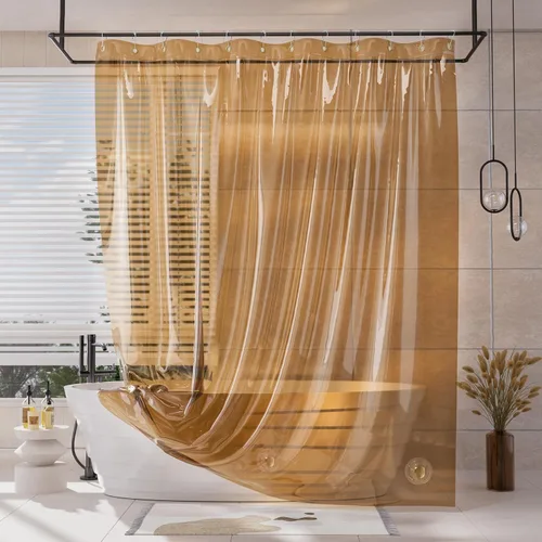 Vista 10 de AmazerBath Forro de cortina de ducha, 100% EVA, suave ámbar transparente, resistente, cortina de ducha y forro 2 en 1, 72 x 72 pulgadas, forro