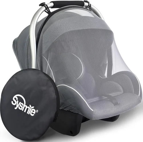Vista 8 de Sysmie Mosquitera para cochecito Mosquitera para asiento de automóvil con cremallera, ajuste universal, calidad premium, duradera - Negro..
