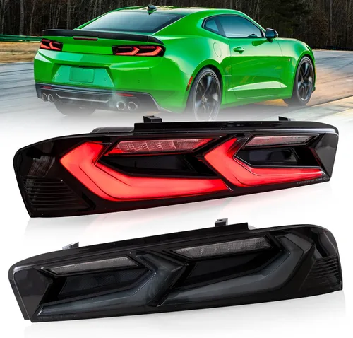 Vista 12 de Ensamble de luces traseras VLAND Compatible con Chevrolet Camaro 6ª generación 2016-2018 (LS, LT, RS, SS, ZL1), señal de giro amarilla, rojo