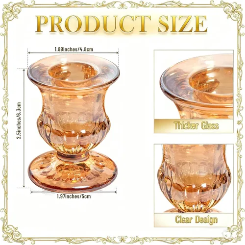 Vista 2 de 48 portavelas de vidrio transparente a granel, soportes pequeños de 2.5 pulgadas, elegantes centros de mesa para bodas, Navidad, día de San