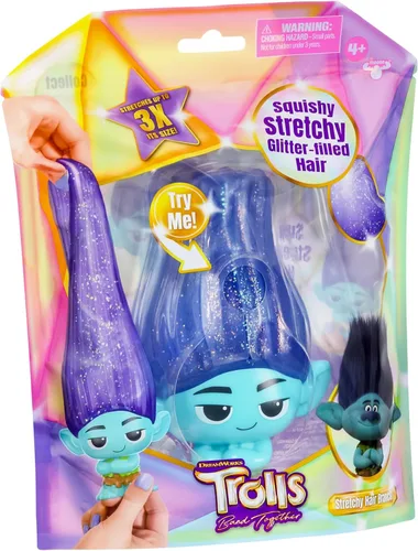 Vista 5 de DREAMWORKS TROLLS Band Together - Muñeca de pelo esponjosa y elástica con purpurina, rama elástica para el cabello