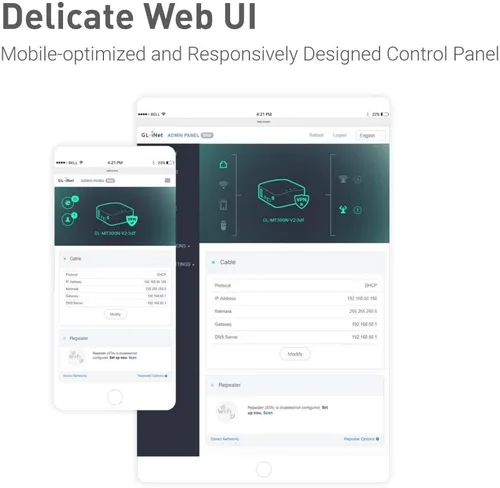Vista 6 de GL.iNet GL-MT300N-V2 (Mango) Portable Mini Travel Wireless Pocket VPN WiFi Router - 2X Ethernet Ports USB 2.0 OpenWrt OpenVPN/Wireguard for