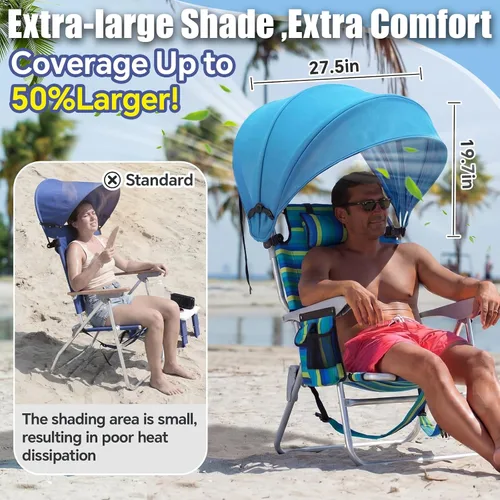 Vista 2 de DaisyInner 2 piezas para silla de playa, sombrilla plegable extra grande con abrazadera ajustable para playa, camping, pesca, sala de estar al aire
