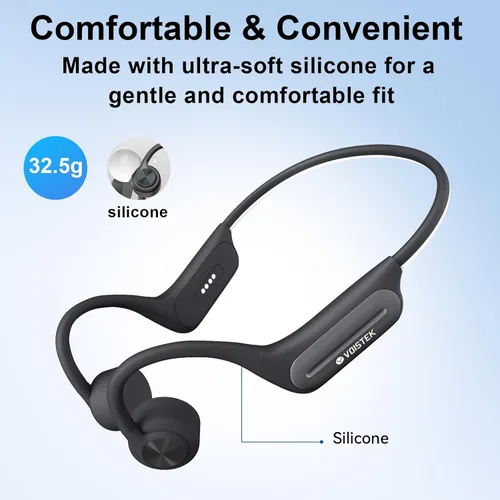 Vista 5 de Voistek Auriculares Bluetooth de conducción ósea con micrófono, reproductor MP3 integrado de 32 GB para natación, auriculares impermeables IP68