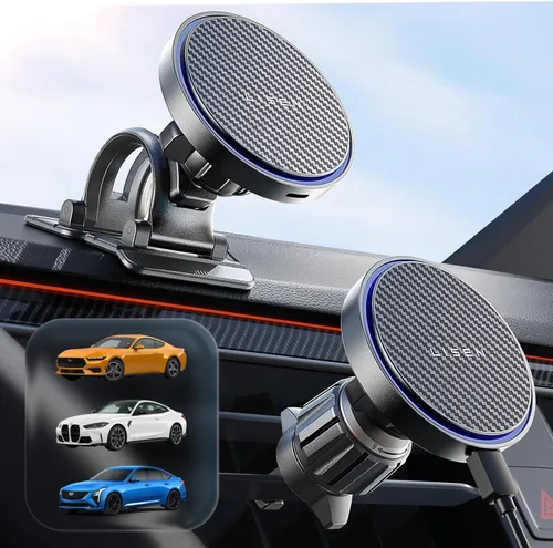 Vista 9 de LISEN Cargador de coche MagSafe de 15 W, cargador de coche inalámbrico magnético para iPhone 17 Pro Max, soporte magnético para teléfono para iPhone
