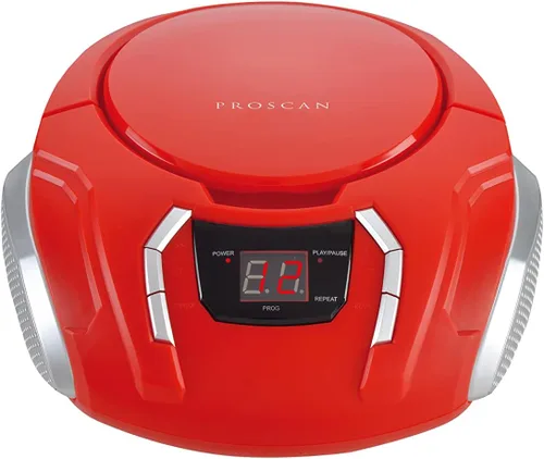 Vista 2 de Reproductor de CD con radio AM / FM de Sylvania SRCD261-B, rosa. N/A Rojo