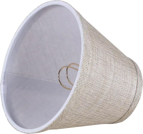 Vista 4 de Aspen Creative 51018-9, pantalla de araña de transición con clip imperio, tela texturizada de lino beige, parte superior de 3 pulgadas x 6 pulgadas