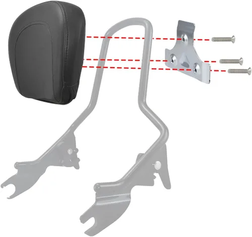 Vista 5 de WOWTK Almohadilla negra para respaldo de pasajero, almohadilla de barra Sissy para modelos Harley Touring Electra Glide/Road Glide/Road King/Street