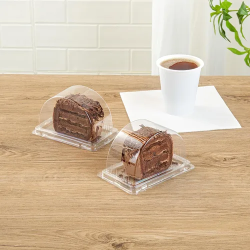Vista 3 de Restaurantware - Cajas de pastel de 13 onzas, 100 contenedores desechables de rollo suizo para tartas - con tapas, semicírculos, recipientes