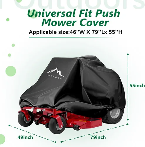 Vista 2 de Himal Outdoors Funda para cortacésped de giro cero, poliéster Oxford 600D resistente, protección UV, ajuste universal con cordón y bolsa