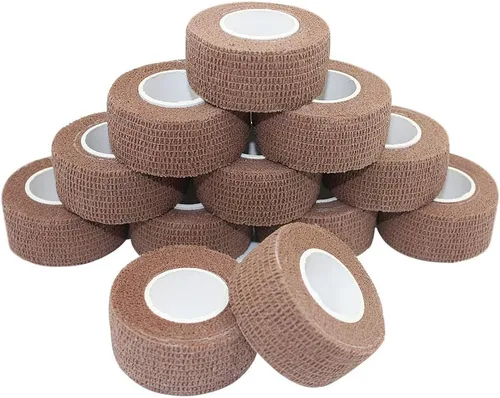 Vista 6 de Vet Wrap Cinta médica para vendaje de la piel, cinta veterinaria, 1 pulgada x 12 paquetes de tela de vendaje cohesivo, vendaje autoadherente