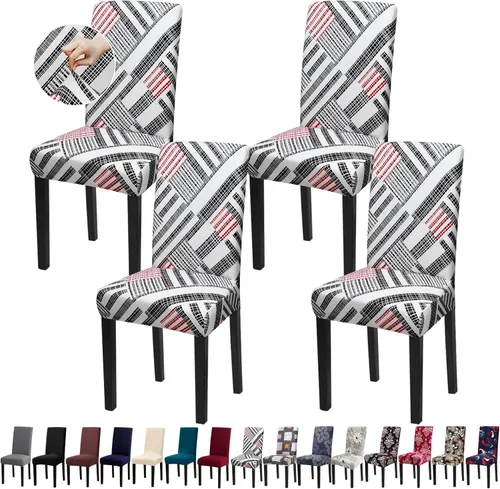 Vista 52 de Fundas para Sillas, Juego de 4 Fundas Elásticas para Sillas de Cocina y Comedor, Fundas Lavables y Extraíbles para Sillas de Comedor para Hogar