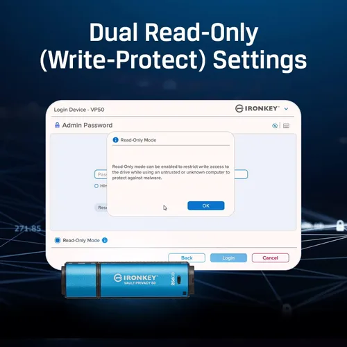 Vista 8 de Kingston IronKey Vault Privacy 50 16GB USB cifrado FIPS 197 AES-256bit Protección contra ataques BadUSB Opciones de contraseña múltiple