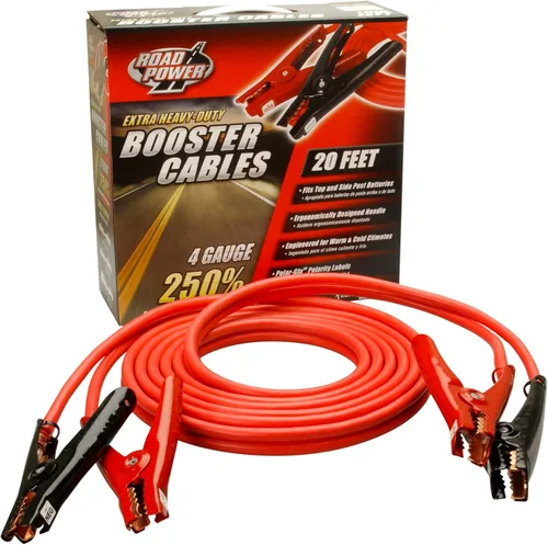 Vista 2 de Road Power 86600104 - Cable de refuerzo resistente de calibre 4 con abrazaderas de brillo polar, cable de arranque para batería de automóvil
