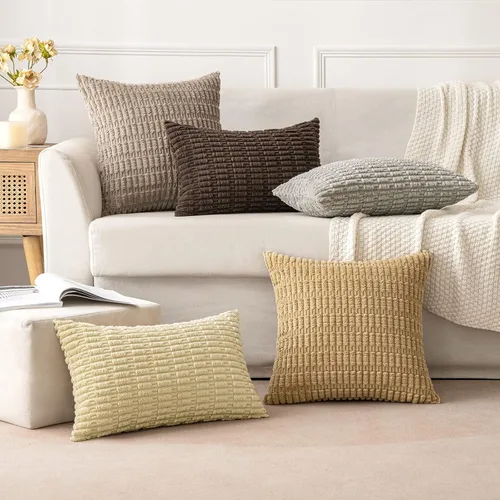 Vista 3 de MIULEE - Paquete de 2 fundas de cojín decorativas de corduroy, estilo euro, con diseño boho a rayas, suaves, decoración moderna del hogar