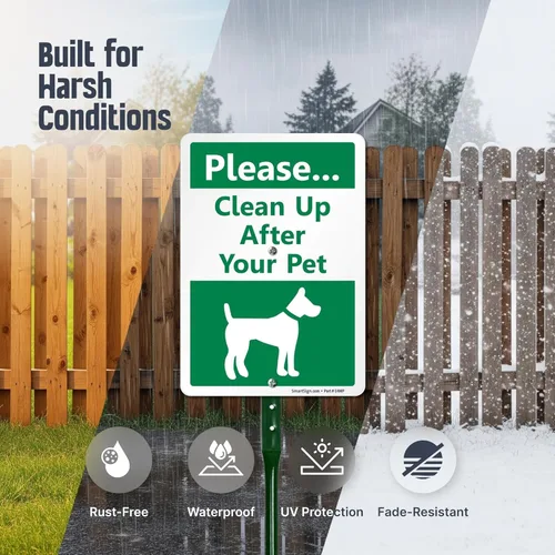 Vista 2 de SmartSign - Letrero con texto en inglés "Please Clean Up After Your Pet Yard Graphic", aluminio laminado a prueba de óxido de 40 mil, kit de letrero
