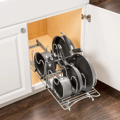 Vista 9 de LYNK PROFESSIONAL® Pot and Pan Organizer for Cabinet - Pull Out Pan Organizer Rack - Slide Out Pans and Pots Lid Drawer - Under Cabinet Kitchen