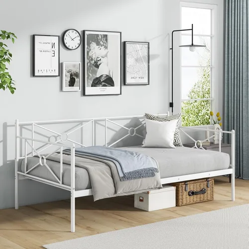 Giantex - Marco de cama de acero negro, marco de cama doble de metal estable con listones de acero, base de plataforma, caja de resortes de