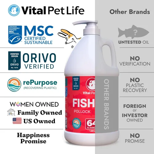 Vista 5 de Aceite de pescado para perros - Piel y pelaje saludables, salmón, abadejo, suplemento totalmente natural para mascotas, defensa contra picazón