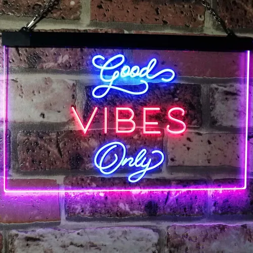 ADVPRO Good Vibes Only Home Bar Disco Room Display Dual Color LED Neon Sign azul y rojo 12 x 8.5 pulgadas st6s32-i3076-br