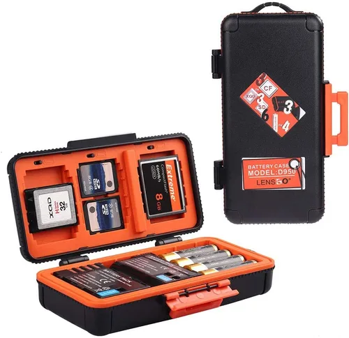 Vista 11 de LENSGO Estuche para tarjeta de memoria de batería de cámara, protector duro para tarjeta de memoria, resistente al agua, antigolpes, caja