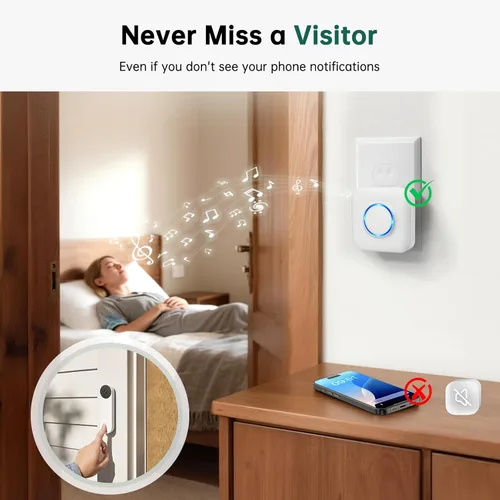 Vista 2 de Timbre inalámbrico – Compatible con Google Nest Doorbell (cableado, 2ª generación y 3ª generación) y Google Nest Doorbell (batería) con transmisor