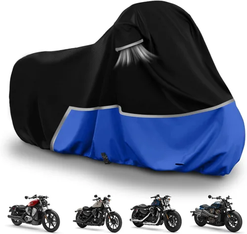 Vista 21 de Cubierta impermeable para motocicletas de repuesto para modelos Harley Davidson Cruiser, tela Oxford 420D Softail, Dyna, Iron 883, Fat Boy 114