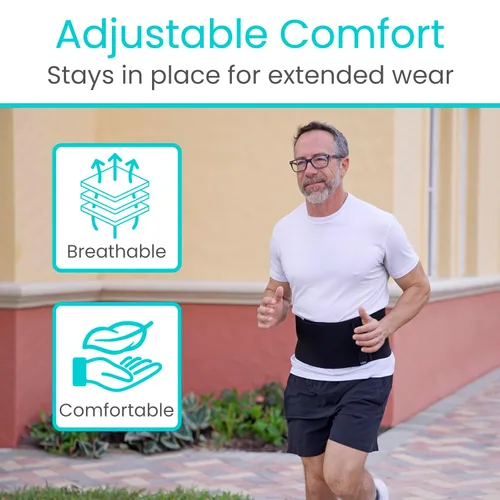 Vista 2 de Vive Cinturón de hernia umbilical para hombres y mujeres – Carpeta abdominal con almohadillas de compresión para soporte poscirugía – Banda