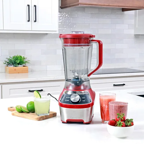 Vista 2 de Kenmore - Batidora eléctrica para batidos, trituradora de hielo y función de pulso, jarra de plástico Tritan resistente con 6 velocidades, Rojo