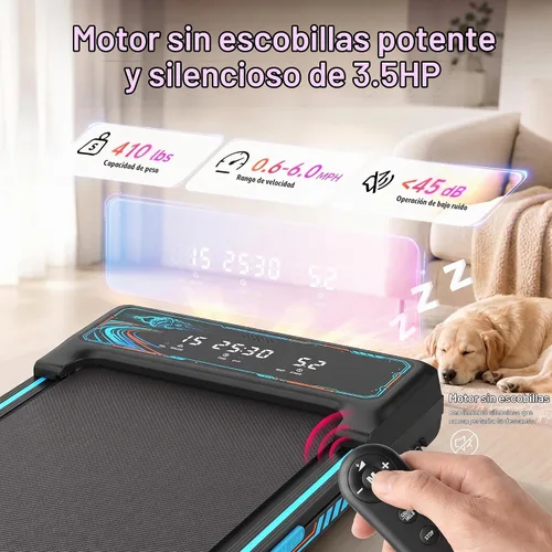 Vista 6 de Cinta de correr para debajo del escritorio con 15% de inclinación automática, almohadilla de marcha con motor sin escobillas de 3.5 HP, caminadora