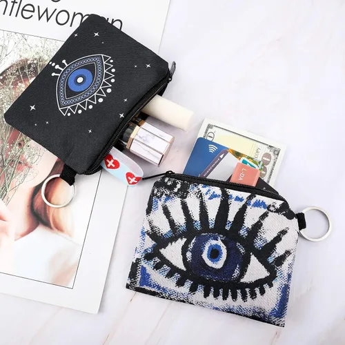 Vista 5 de 10 monederos pequeños, estilo bohemio, monedero, monedero, monedero, monedero con cremallera, para mujeres y niñas, Multicolorido