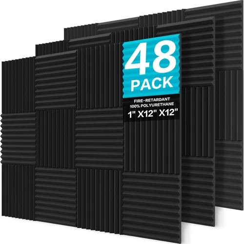Vista 7 de JBER Paquete de 6 cuñas de espuma acústica, paneles de insonorización para estudio de 2 x 12 x 12 pulgadas, relleno a prueba de sonido resistente al