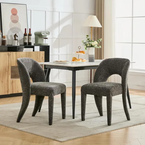 Vista 11 de Set of 2 Dining Chairs with Hollowed-Out Backrest, Chenille Upholstered Desk Chair and Table & Chair Sets for Kitchen and Dining Room,Blue