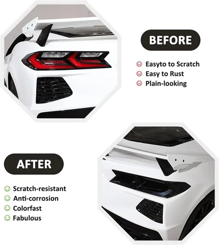 Vista 7 de Sekhyna Luz trasera de coche negro ahumado cubierta de protección ABS 4 piezas compatible con Chevrolet Corvette C8 Stingray 2020-2023 cubierta