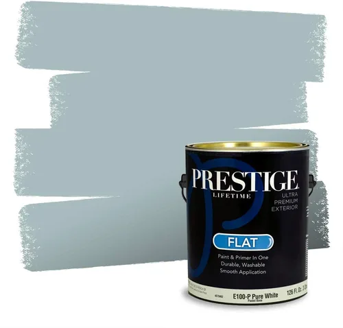 Vista 211 de Prestige Paints - Pintura exterior e imprimación en uno, 1 galón, plano, coincidencia comparable con Behr Misty Isle, P500-N-MQ5-62