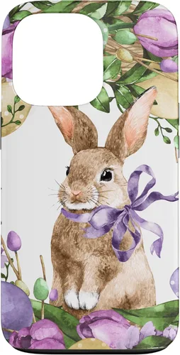 Vista 10 de Floral Easter Bunny Wreath Decor for Women Cute Easter Day Case for iPhone 17