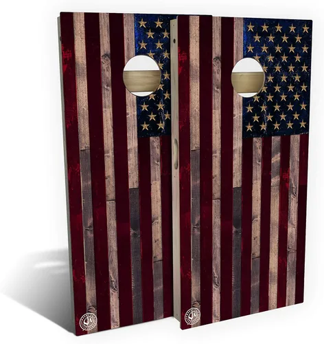 Vista 4 de Slick Woody's Tablas de Cornhole de grado profesional – Juego patriótico de lanzamiento de madera maciza de grano de madera maciza de 4 x 2 pies