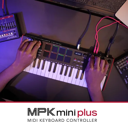Vista 11 de Akai Professional MPK Mini Plus - Controlador de teclado MIDI USB con 37 teclas mini, 8 almohadillas MPC, secuenciador, E/S MIDI/CV/Gate, software