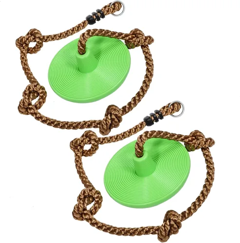 Vista 10 de REDCAMP Columpios de cuerda de escalada para árboles, asiento de columpio de disco de plástico resistente para niños y adultos con correa