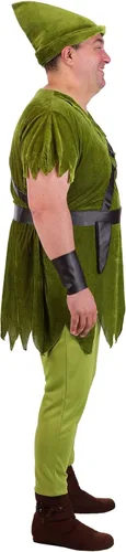 Vista 8 de Disfraz de Peter Pan para adultos de talla grande con sombrero, camisa, medias, cinturónarnés y puños de muñeca