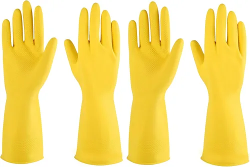 Vista 9 de Guantes de goma para lavar platos, 2 o 4 pares para la cocina, guantes de limpieza para el hogar reutilizables.