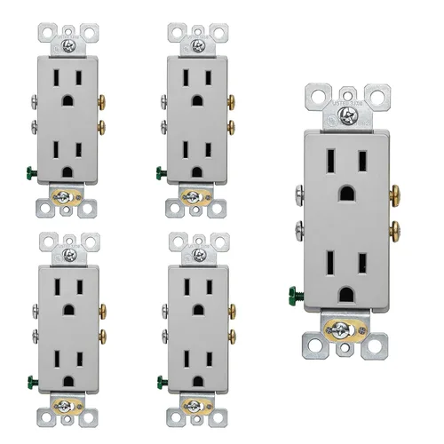 Vista 28 de ELEGRP Receptáculo Decorativo, tomacorriente de pared eléctrico estándar de 15A 125V, sin TR, 2 polos 3 cables, grado residencial con conexión a