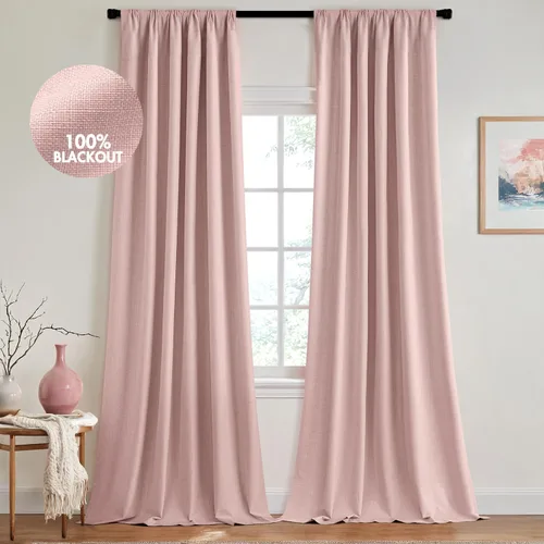 Vista 15 de MIULEE Cortinas 100% opacas de 63 pulgadas de largo, 2 paneles para dormitorio, cortina gruesa negra para oscurecer la habitación, pestaña trasera