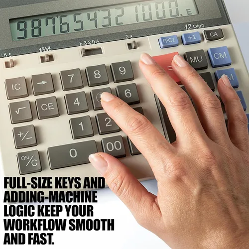 Vista 2 de Sharp Calculadora de escritorio comercial, pantalla de 12 dígitos, energía dual solar y batería, funciones comerciales con memoria y teclas