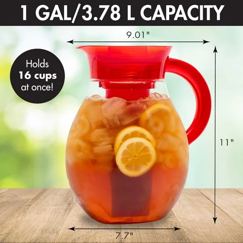 Vista 4 de Primula The Big Iced Tea Maker - Jarra de bebidas de infusión de plástico Tritan con tapa hermética a prueba de fugas, filtro reutilizable de malla