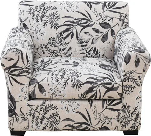 Vista 56 de KRFOONN Funda de sofá de 4 piezas con estampado para sofás de 3 cojines, funda elástica con 3 fundas de cojín separadas, protector de muebles