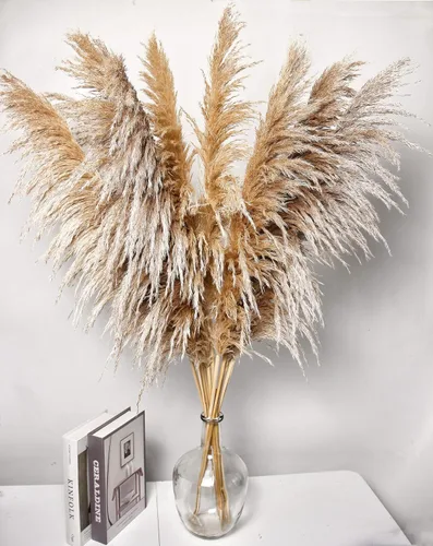 Vista 8 de Bannifll 115 ramos de hierba negra de las pampas, decoración de mesa bohemia, colas de conejo negro, flores secas, hierba de pampa seca para bodas