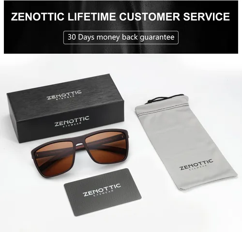 Vista 6 de ZENOTTIC - Gafas de sol polarizadas con montura ligera y cuadrada de TR90 y protección UV400
